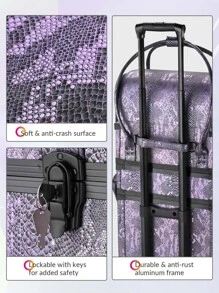 BYOOTIQUE 3 IN1 Rolling Makeup Case Sequin Cosmetic Case Artist Travel Train Case Lockable Rolling Leather Trolley With Removable Belt And Organizer Storage Hand Bag