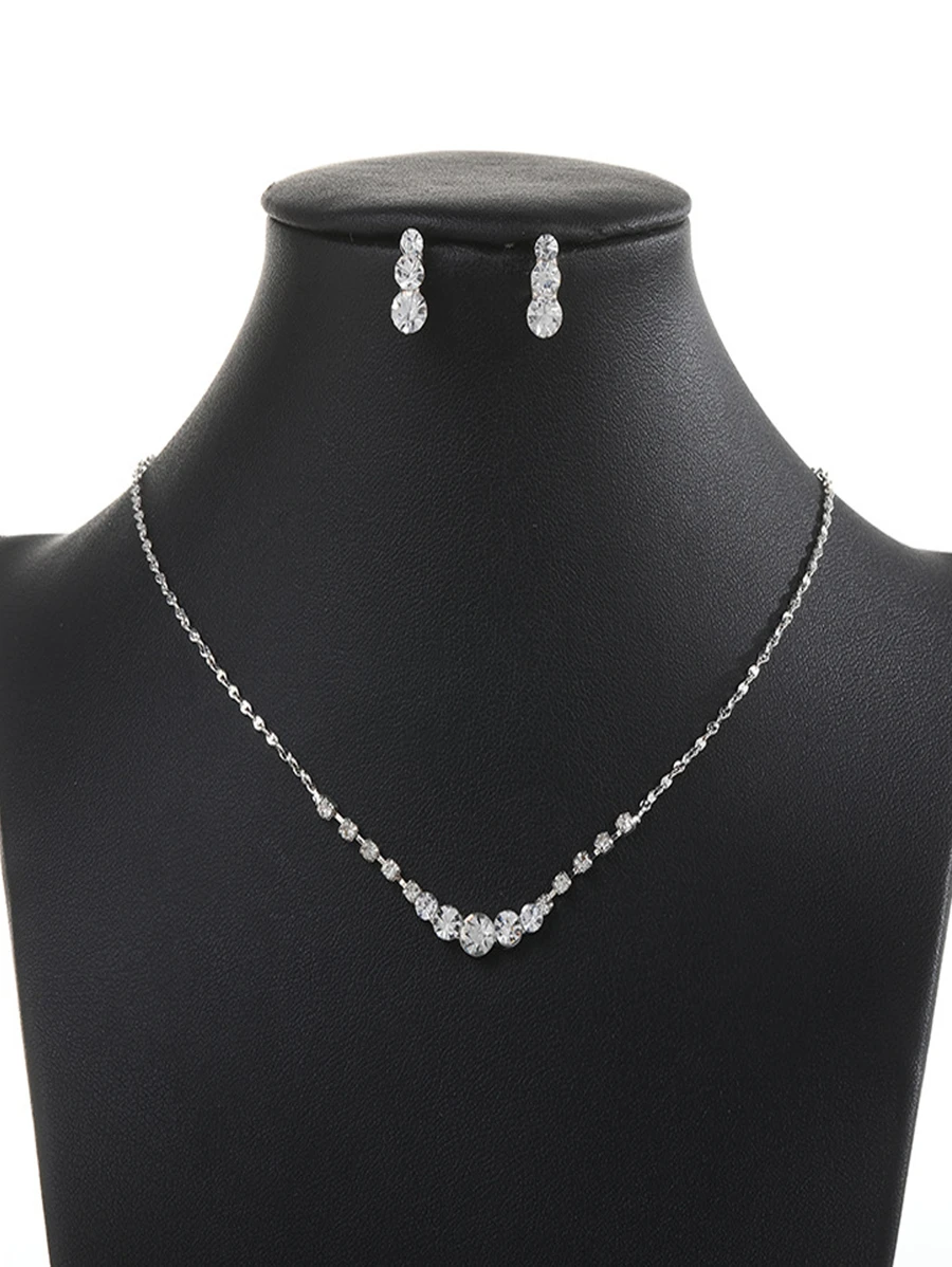 3pcs Rhinestone Decor Wedding Accessories Set White Rhinestone