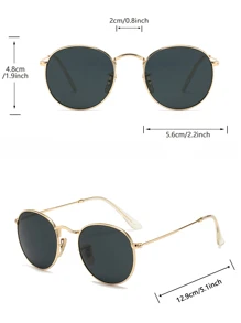 1pair Kids Round Frame Fashion Glasses & 1pc Color Block Beaded Glasses Chain For Daily Life - Grey - View 4