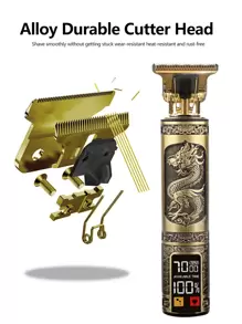 Recortadora de cabello T9, kit de aseo personal para hombres, pantalla digital, afeitadora eléctrica, Body de metal, diseño con patrón de dragón, mejor regalo para hombres, capacidad de batería: 1200mAh