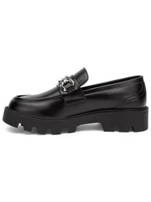 Vepose Women's Chunky Heel Casual Loafers  Fashion Slip On Shoes Round Toe with Chain - 黑色 - 查看 5