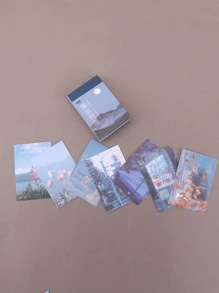 50pcs Sunset Themed Journal Material Diy Decorative Stickers Back To School - Yellow - View 8