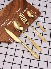 4pcs/set Gift Boxed Knife Fork Spoon Cutlery Set - Gold - View 6
