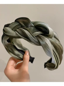 1 chiếc vòng lưới bện tóc mỏng lấp lánh, dây buộc tóc, vòng buộc tóc, phụ kiện tóc băng đô - màu xanh lá - Xem 2