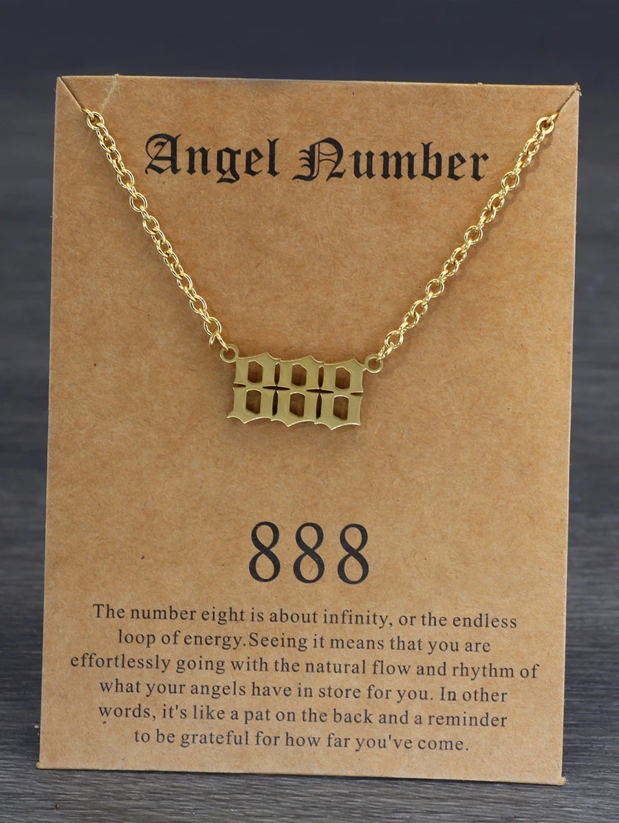 GuoShuang 1入組女士項鍊編號000-999金色不銹鋼數字吊墜 - 金色 - 查看 1