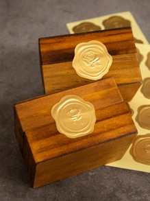 Gold Color Embossed Wax Seal Looking Envelope Stickers - Gold - View 4