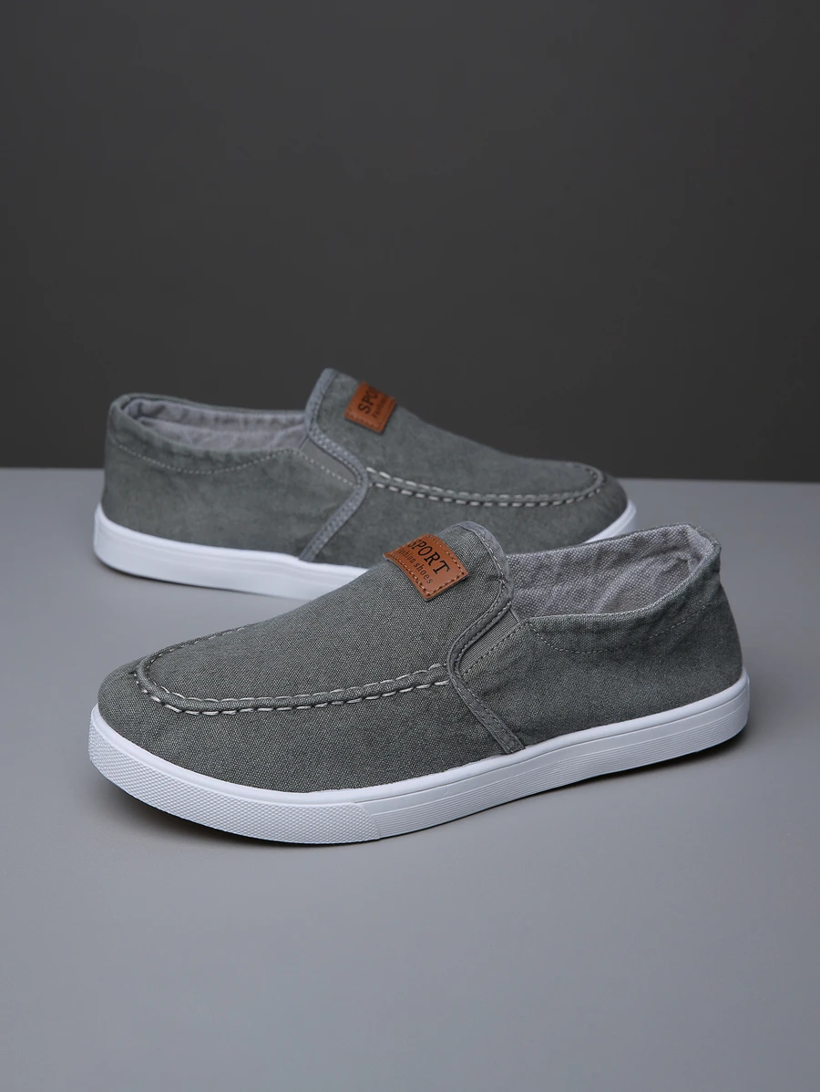 男士字母貼飾一脚蹬,運動戶外運動鞋 - 灰色 - 查看 1