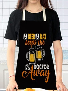 1pc Beer & Slogan Graphic Apron - Multicolor - View 2