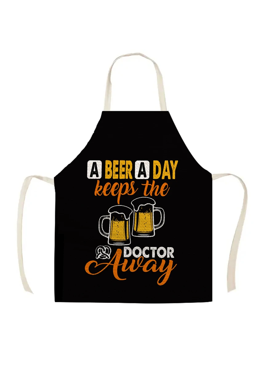 1pc Beer & Slogan Graphic Apron - Multicolor - View 1