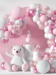 83pcs/Set Pink & White Balloon Garland Kit, Sequin Balloons, Party/Wedding Decorative Balloon Arch, Includes: 50pcs Pink & White Latex Balloons, 20pcs 5 Inch Balloons, 9pcs Sequin Balloons, 4pcs 12 Inch Balloons, 1pc Balloon Strip, 1pc Balloon Glue, 1 Roll Ribbon