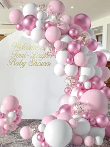 83pcs/Set Pink & White Balloon Garland Kit, Sequin Balloons, Party/Wedding Decorative Balloon Arch, Includes: 50pcs Pink & White Latex Balloons, 20pcs 5 Inch Balloons, 9pcs Sequin Balloons, 4pcs 12 Inch Balloons, 1pc Balloon Strip, 1pc Balloon Glue, 1 Roll Ribbon