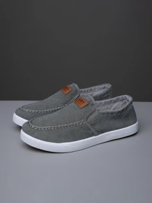 男士字母貼飾一脚蹬,運動戶外運動鞋 - 灰色 - 查看 3