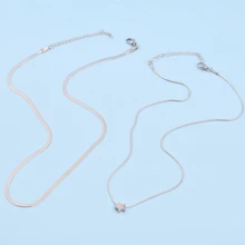 2入組不銹鋼拋光星形設計吊墜帶電鍍蛇鏈條和刀片扣環,女士們日常穿著首飾類 - 銀色 - 查看 2