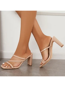 Giày Sandal Nữ Mũi Vuông Giày Sandal Nữ Cao Gót Mues - Màu Khaki - Xem 4