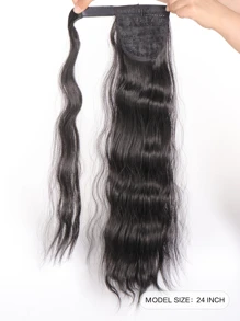 24inch Synthetic Artificial Fake Ponytail Wig Hook And Loop Clip In Ponytail Extensions Natural Curly Pony Tail Wig Extensions - Black - View 2