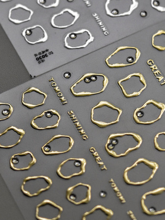 1pc Metallic Asymmetric Gold Frame Nail Art Stickers 5D Crystal Rhinestone Nail Art Decals Manicure Design DIY