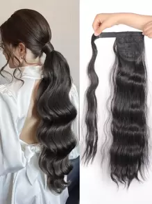 24inch Synthetic Artificial Fake Ponytail Wig Hook And Loop Clip In Ponytail Extensions Natural Curly Pony Tail Wig Extensions - Black - View 1