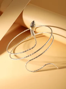 1 件优雅可调节银色金属蛇形手镯，送给她的礼物（参考尺寸，按需购买） - 銀色 - 查看 2