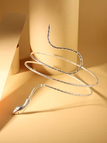 1 件优雅可调节银色金属蛇形手镯，送给她的礼物（参考尺寸，按需购买） - 銀色 - 查看 4