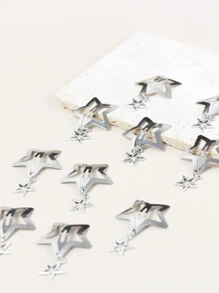 10个星形装饰发夹，适合日常休闲外出佩戴，街头风，Tiarasy2k，发饰，发夹，发爪，发卡，学生用品，头部饰品，发卡 - 銀色 - 查看 4