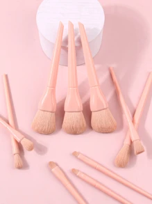 10支装便携式软毛化妆刷套装，适合初学者，粉色 - 眼影、散粉、腮红、修容、高光，全脸化妆刷套装，化妆刷套装，化妆刷套装，化妆刷套装，全套化妆工具，化妆刷套装，化妆礼盒套装 - 粉色 - 查看 3