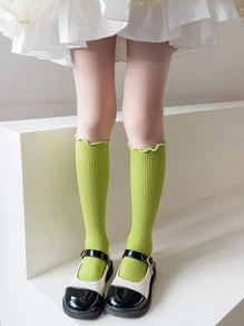 2雙女孩素色護膝 - 綠色 - 查看 2