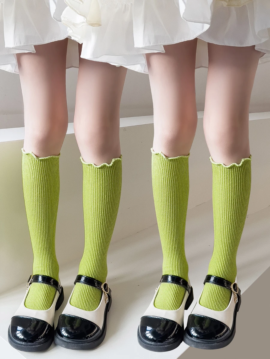 2雙女孩素色護膝 - 綠色 - 查看 1