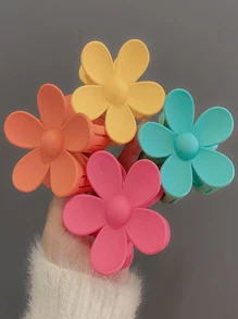 4pcs Flower Design Hair Claw Cute Claw Clips Hair Clips Hair Jaw Clip Hair Clamps Hair Clutch Hair Claw Clip, School Stuff, College Fall Winter Hair Accessories For Women For Vacation Outfits Woman - Multicolor - View 1