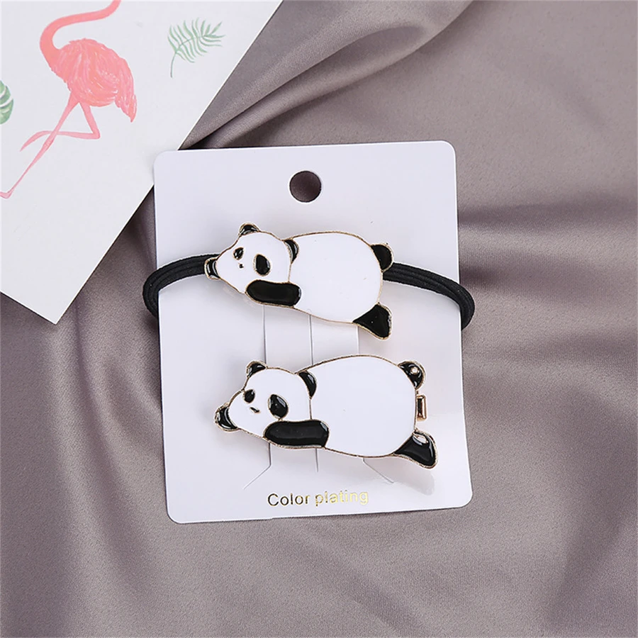 2 chiếc Kẹp tóc & Cà vạt trang trí hình gấu trúc - trắng - Xem 1