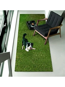 2 piezas Cojín de baño lavable del animal doméstico del diseño de la hierba artificial para el perro para el entrenamiento - Verde - Ver 1