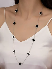 1pc Petal Long Necklace Sweater Chain - Multicolor - View 1