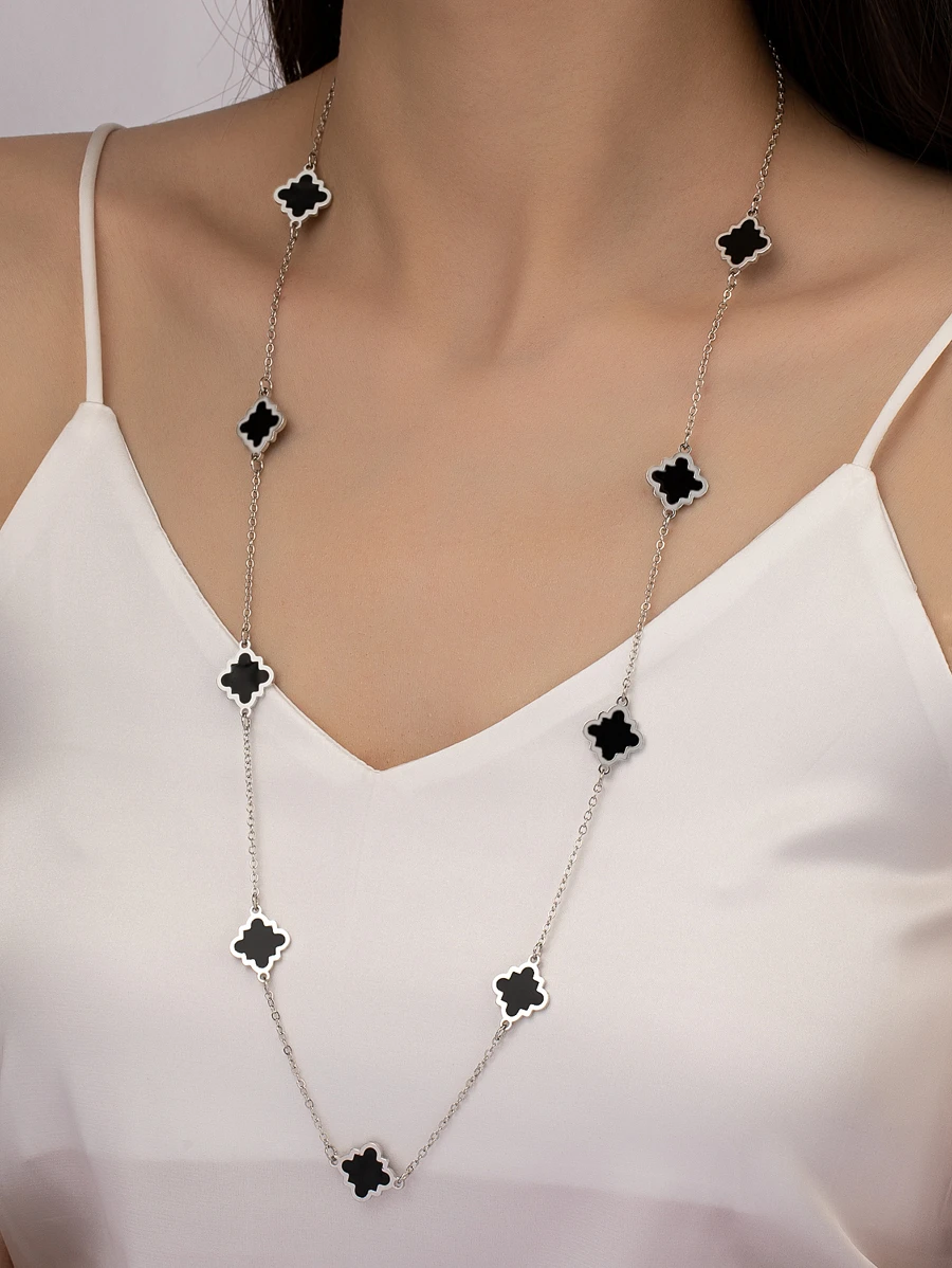 1pc Petal Long Necklace Sweater Chain - Multicolor - View 1