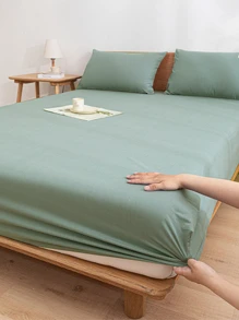 1 Set Of 3pcs Mint Green Soft Brushed Bedsheet Set