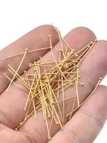 50pcs 20/30/35/40mm Stainless Steel Ball With Gold Plated Head Pin, DIY Jewelry Making Supplies Connectors Wholesale