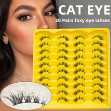 False Eyelashes,20Pairs Cat Eye Fake Eyelashes Natural Crossed Lash Extension For Masquerade Suits Party - Black - View 1