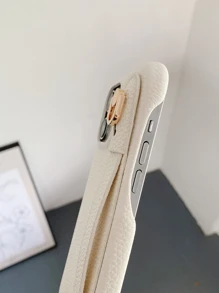 1入組荔枝圖案皮革腕帶手機殼相容於 Apple Iphone 15 14 13 12 11 Pro Max、三星 Galaxy S21 Fe S22 S23 Plus Note 20 Ultra A52 A53 A54 5g、Google Pixel 4 Xl、Moto Edge 30、Xperia 10 Iv、純色簡風格 - 白色 - 查看 4
