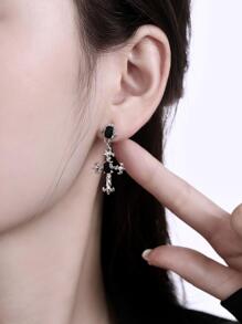 1對龐克和嘻哈風格交叉形狀懸垂耳環帶獨特黑色顏色和人造水晶適合女士