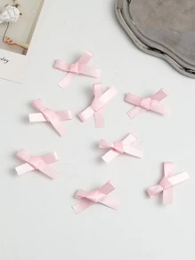 8pcs Women Hair Accessories Set, Colorful Bow Detail Hair Clips, Fashionable Sweet And Cute Hairpins, Lace Elegant Hair Clips, Ballet Style Y2k Fairy Hair Accessories - Pink - View 4