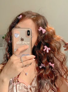 8pcs Women Hair Accessories Set, Colorful Bow Detail Hair Clips, Fashionable Sweet And Cute Hairpins, Lace Elegant Hair Clips, Ballet Style Y2k Fairy Hair Accessories - Pink - View 2