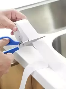 1卷防水防霉马桶填缝条，厨房浴室自粘密封胶带，浴室防水胶带，避免潮湿，厨房水槽美缝贴纸，贴纸，墙贴花，乙烯基贴花用于家庭装饰，春季装饰物品刷新你的家，节日装饰贴纸礼物生日毕业 - 白色 - 查看 6