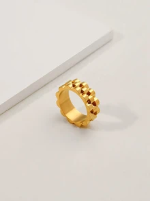 1入組極簡素色戒指 - 金黃色 - 查看 4