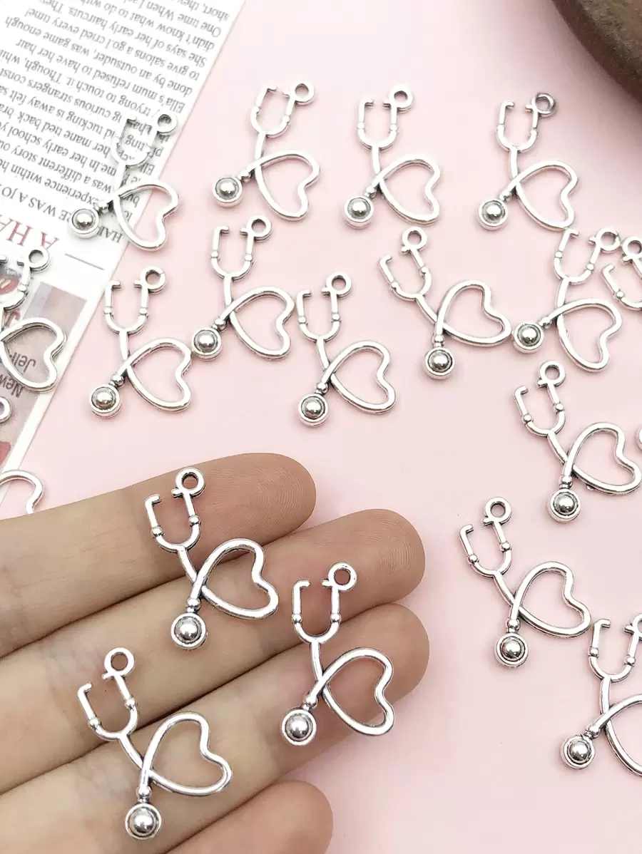 20 Chiếc Cổ Ống Nghe Hợp Kim Bạc Tự Làm Mặt Dây Chuyền Trang Sức Bông Tai Vòng Cổ Làm Phụ Kiện - Bạc - Xem 1