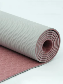 1pc Two Tone TPE Non Slip Shock Absorption Yoga Mat - Multicolor - View 4