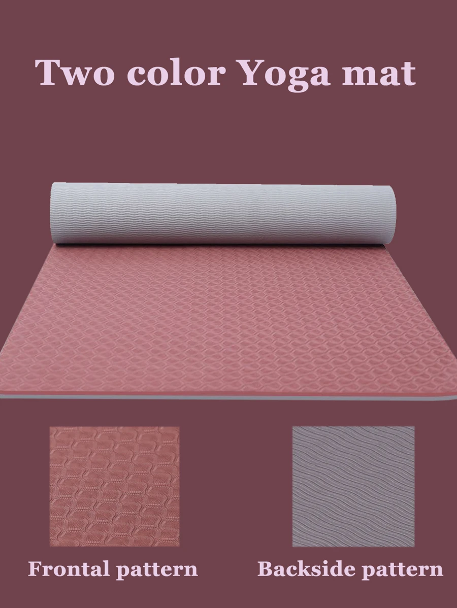 1pc Two Tone TPE Non Slip Shock Absorption Yoga Mat - Multicolor - View 1
