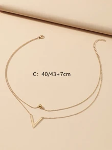 1pc Fashion Stainless Steel Letter & Bead Charm Layered Necklace For Women For Daily Decoration
