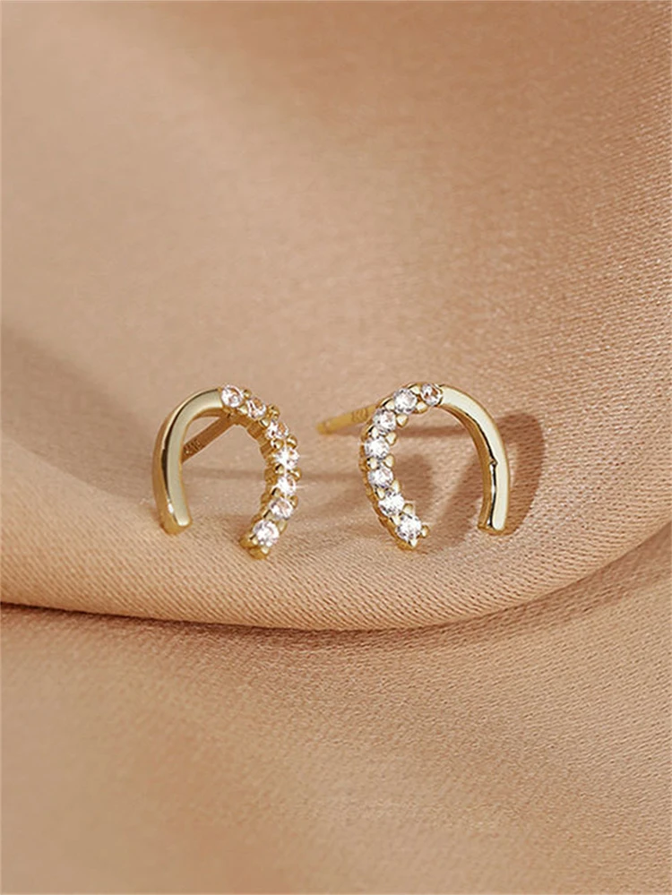 CHOSHILAR 1pair Cubic Zirconia Decor Stud Earrings