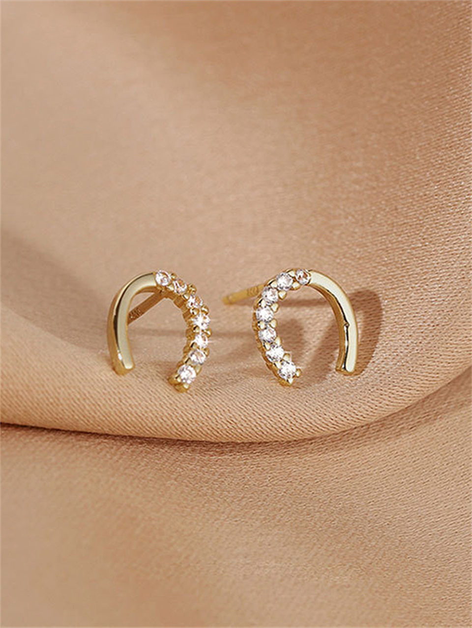 CHOSHILAR 1pair Cubic Zirconia Decor Stud Earrings