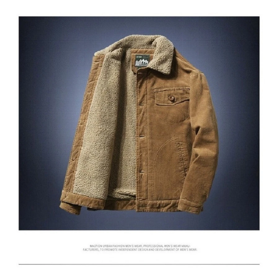 Chaquetas Cálidas De Pana Para Hombre Abrigos Con Cuello A