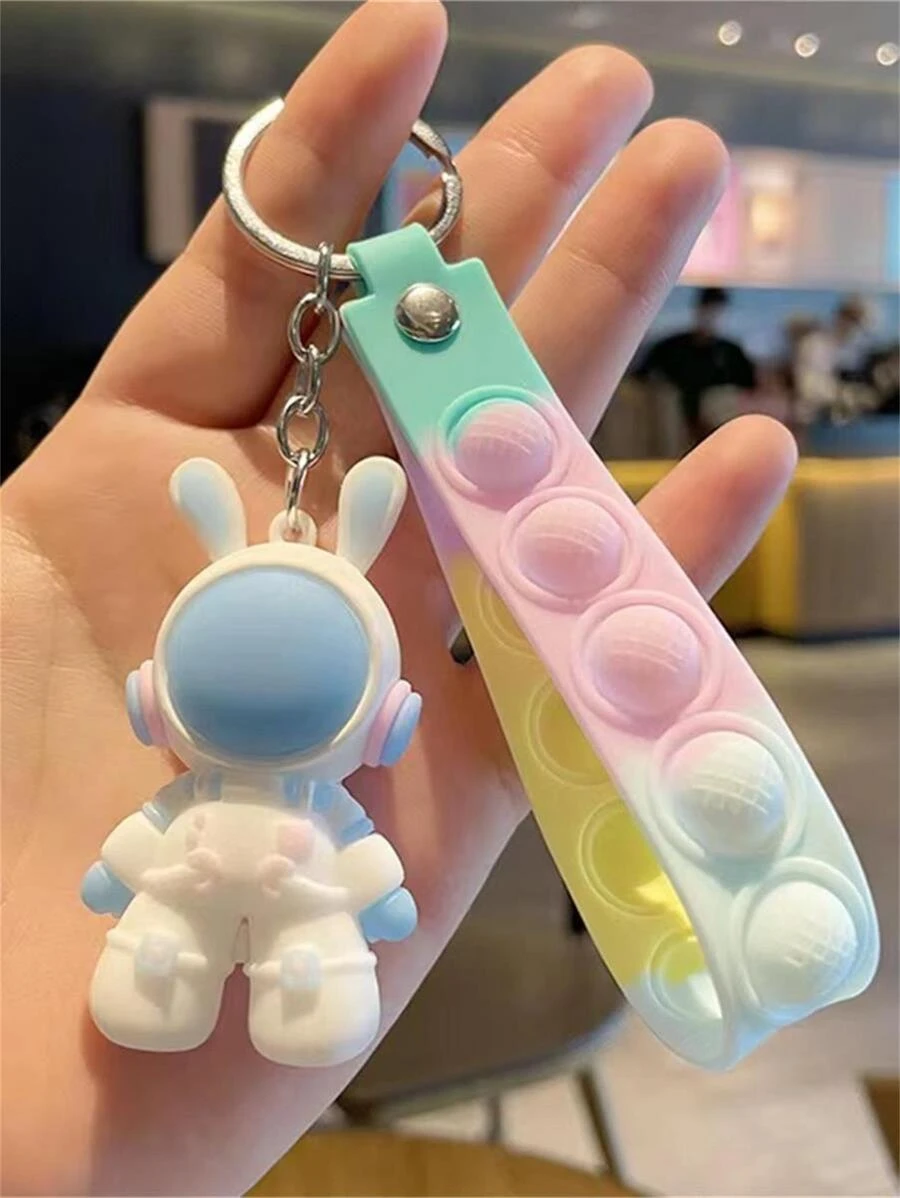 Women Cartoon & Fidget Toy Charm Cute Keychain For Key Decoration - Blue - View 1
