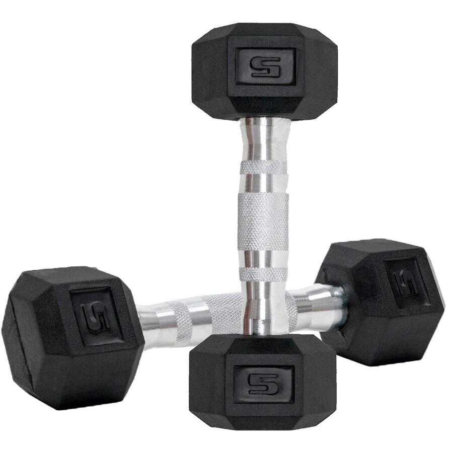 Dumbbells Set of 2 Hex Rubber Encased Dumbbells, Weights Dumbbells Set with Metal Handle for Exercise and Fitness,12lb*2 - màu đen - Xem 1